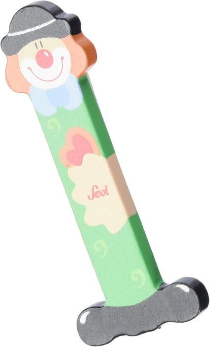 Sevi 81745 clown approx. 10 cm, Door Kids Room, ABC Wooden Educational Toy for Children Aged 3+, Letter Assorted Orange Pink Green, ca. 10 x 2,5 cm I - Clown