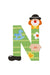 Sevi 81750 N Approx. 10 cm Door Room, ABC Wooden Educational Toy for Children from 3 Years Old Letter Clowns Assorted Orange/Green, Multicoloured, ca. 10 x 7,5 cm