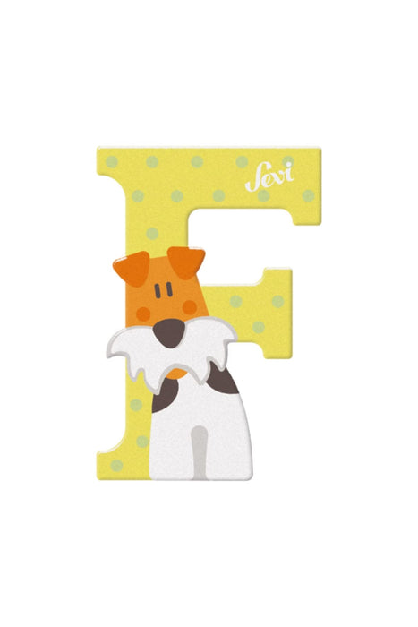 Letter F Fox Terrier Sevi | Wooden letters for children's bedroom decor | 10cm | Animal Alphabet | model 83006