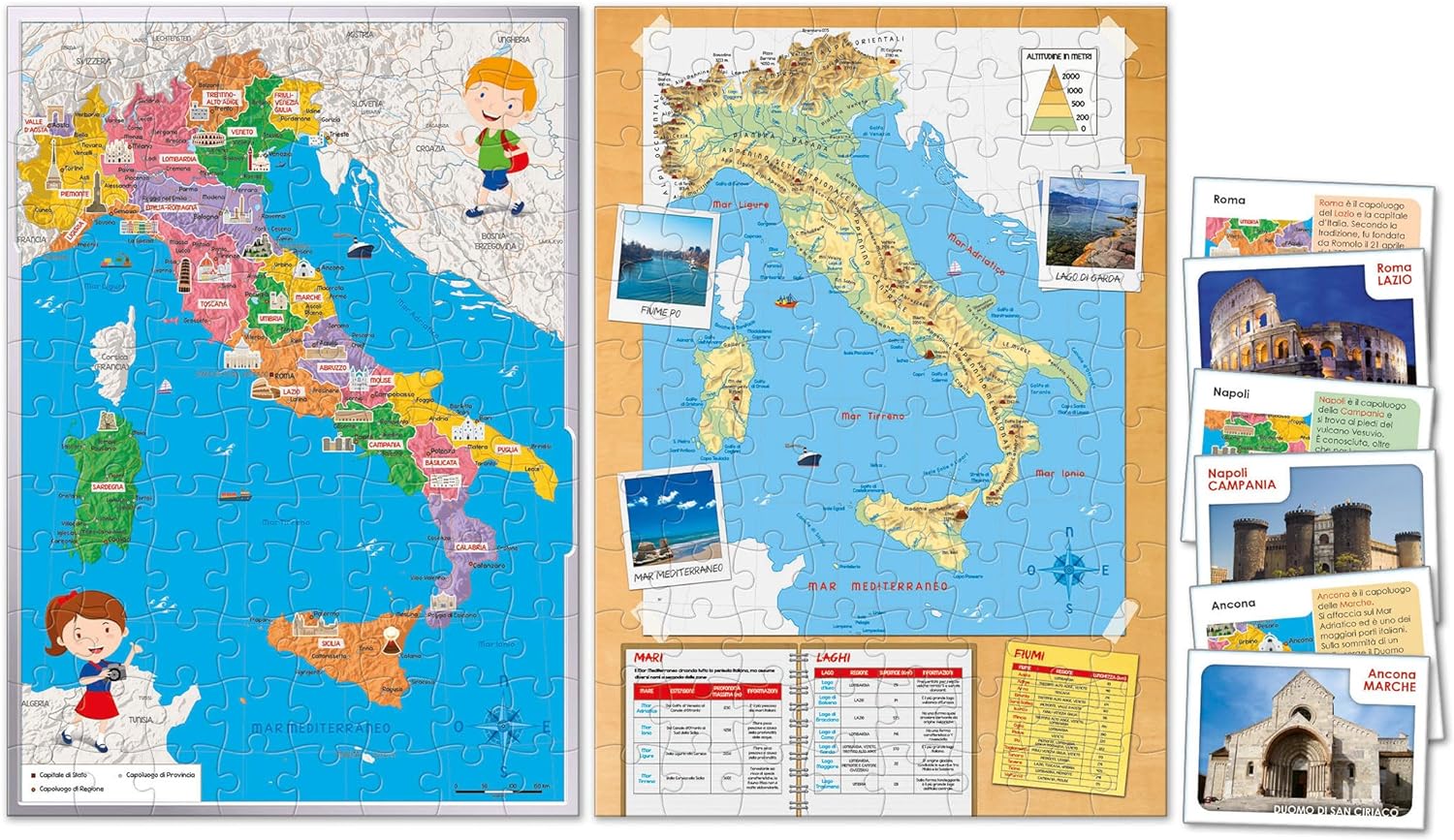 Clementoni 16594 Sapientino Più-Discover Smart-Puzzle Map Physics and Politics Educational 6 Years, Geography Game Children, Made in Italy, English