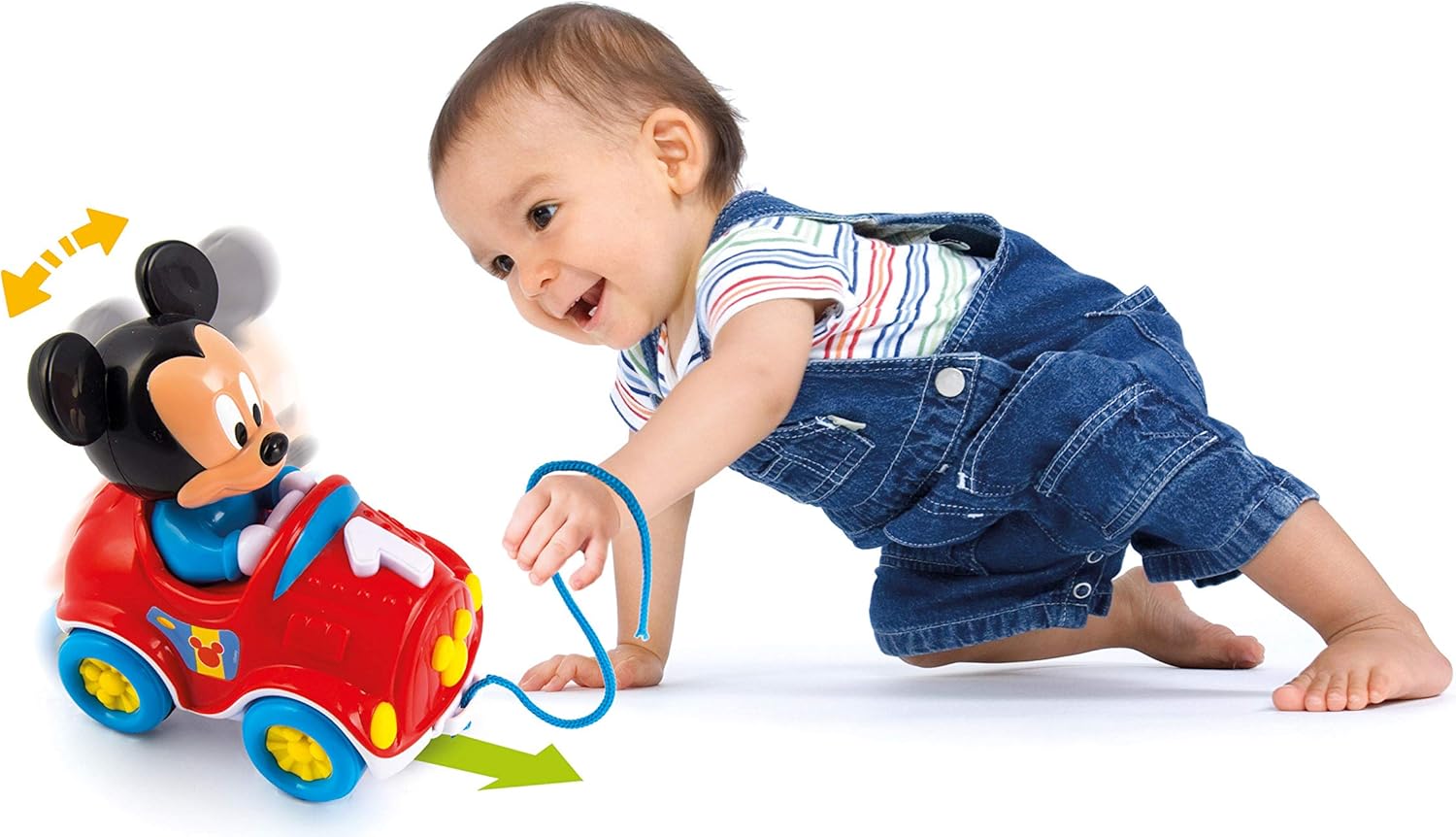 Clementoni 17208, Disney Baby Mickey Pull Along Car for toddlers, ages 10 months plus Pull Alonh Car
