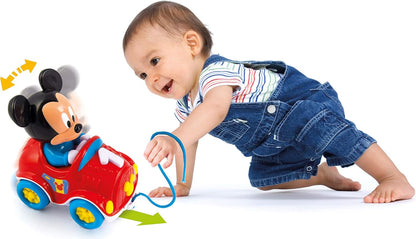 Clementoni 17208, Disney Baby Mickey Pull Along Car for toddlers, ages 10 months plus Pull Alonh Car