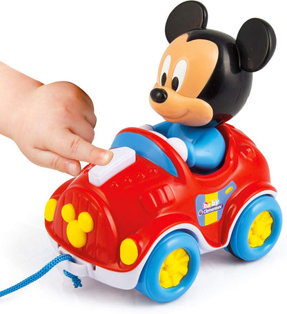 Clementoni 17208, Disney Baby Mickey Pull Along Car for toddlers, ages 10 months plus Pull Alonh Car