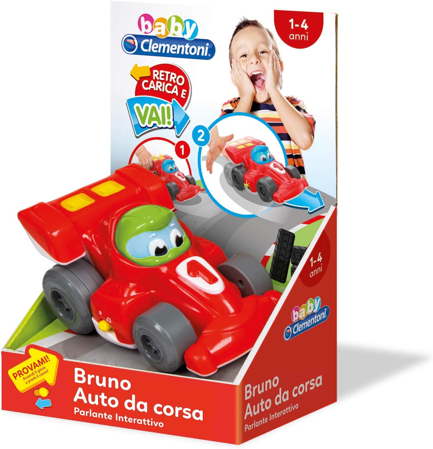 Clementoni 17216 Baby Bruno Racing Car, 12-48 Months, Multicoloured Baby Bruno Racing Cars Single