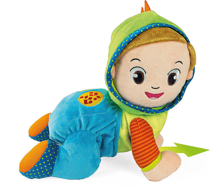 Clementoni - Edo Gattona e Canta, interaktives sprechendes Plüschtier, Lieder und Reime - Spiel für Kinder 6 Monate, Krabbeln und erste Schritte, Aktivitätszentrum für Krabbeln, Italienisch