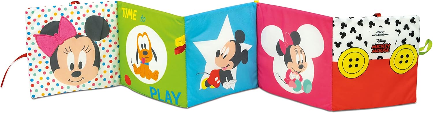Clementoni 17721 Disney Baby-Book and Cot Panel, Toddler Plush, Early Years, Infant, New Born Soft Toys Gift, Multicolour, Medio