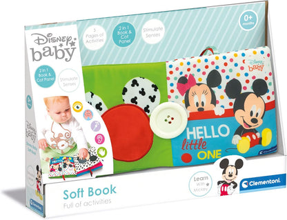 Clementoni 17721 Disney Baby-Book and Cot Panel, Toddler Plush, Early Years, Infant, New Born Soft Toys Gift, Multicolour, Medio