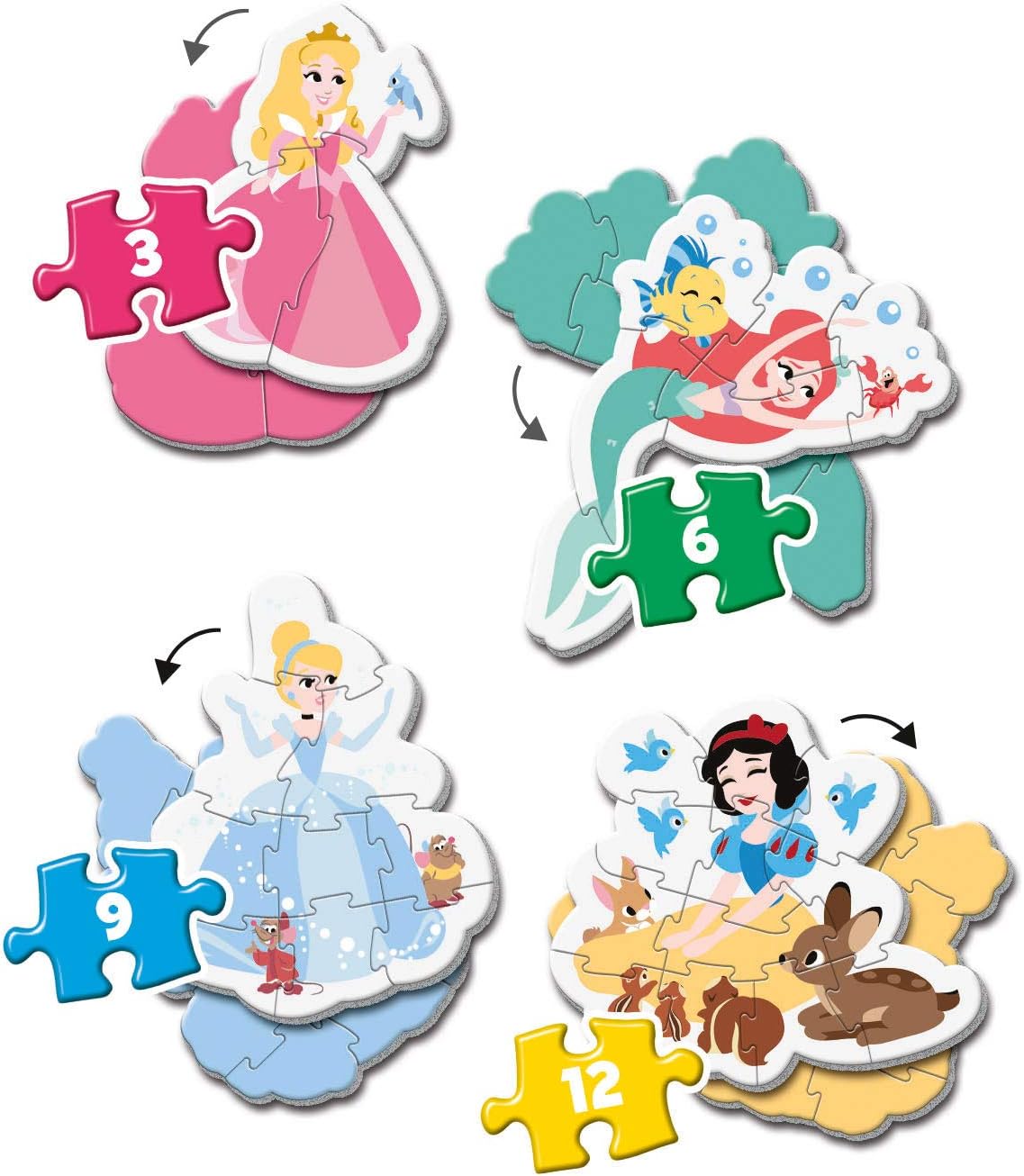 Clementoni - 20813 - My First Puzzle for children- Disney Princess - 3-6-9-12 Pieces