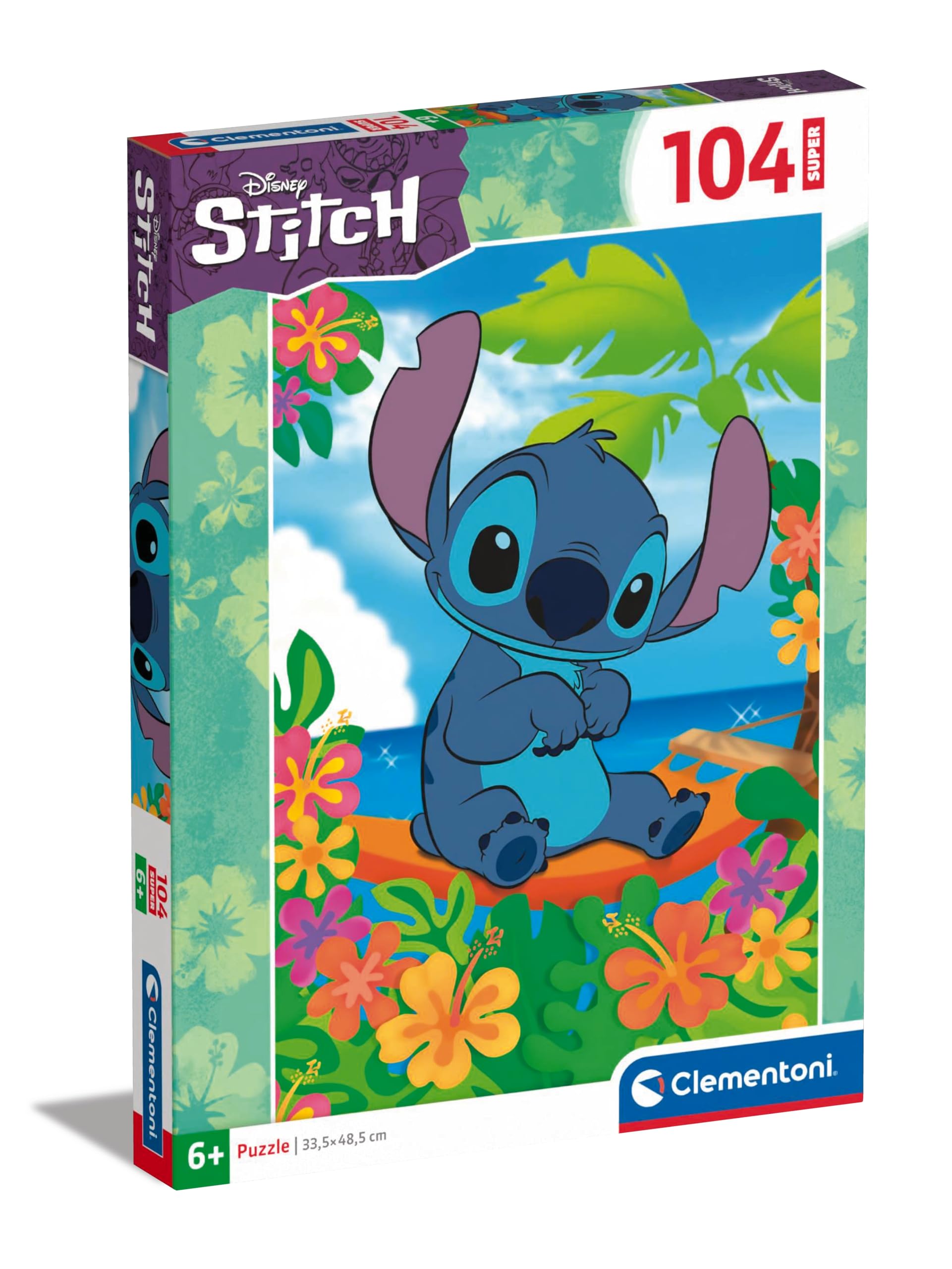 Clementoni - 27572 - Supercolor Puzzle - Super Disney Stitch - 104 Pieces| Puzzle Cartoon| Made In Italy Puzzle Disney Stitch 104