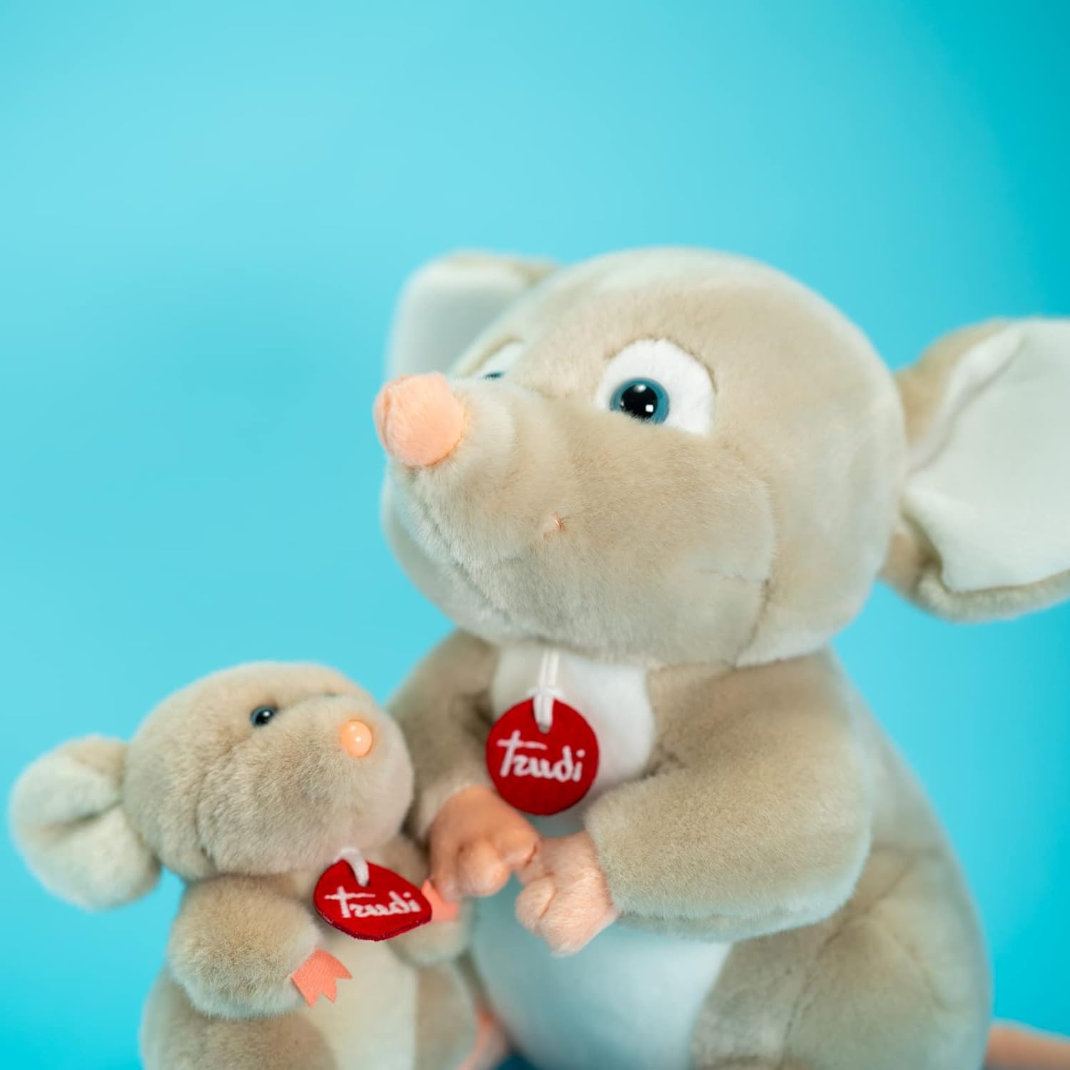 Trudi 51284 Trudini Plush Toy Mouse Approx. 14 cm, Size XS, Fluffy Soft Toy with Soft Materials, Plush Toy with Lovely Details, Washable, Cuddly Toy for Children and Babies, Pink/Grey Mouse - Pink/Gre