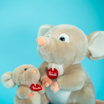Trudi 51284 Trudini Plush Toy Mouse Approx. 14 cm, Size XS, Fluffy Soft Toy with Soft Materials, Plush Toy with Lovely Details, Washable, Cuddly Toy for Children and Babies, Pink/Grey Mouse - Pink/Gre