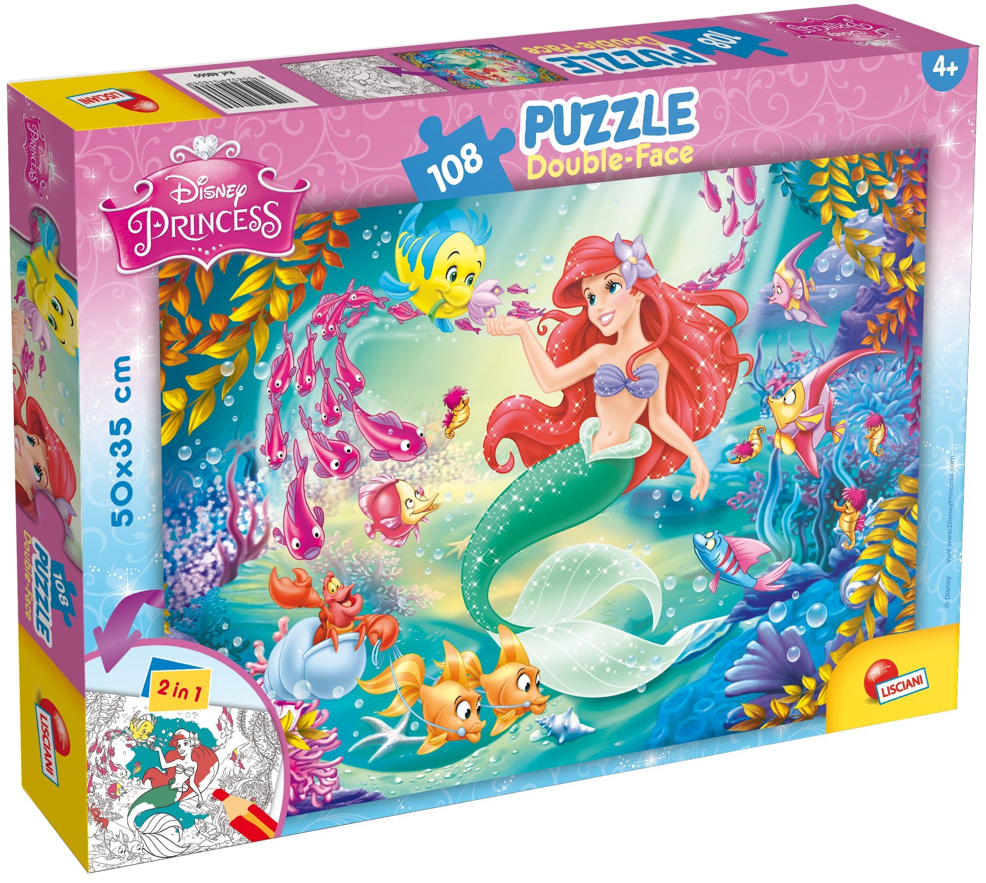 Disney 48069 Puzzle Df Plus Little Mermaid, Size-50 x 35 cm. with 108 Pieces, Multi Colour, One