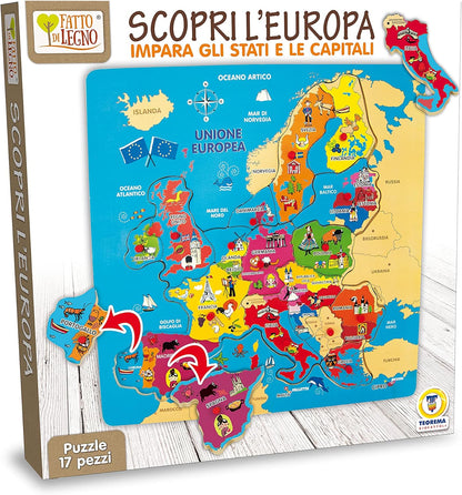 Theorem Puzzle in Wood, Multi-Colour Europe Multi-Coloured