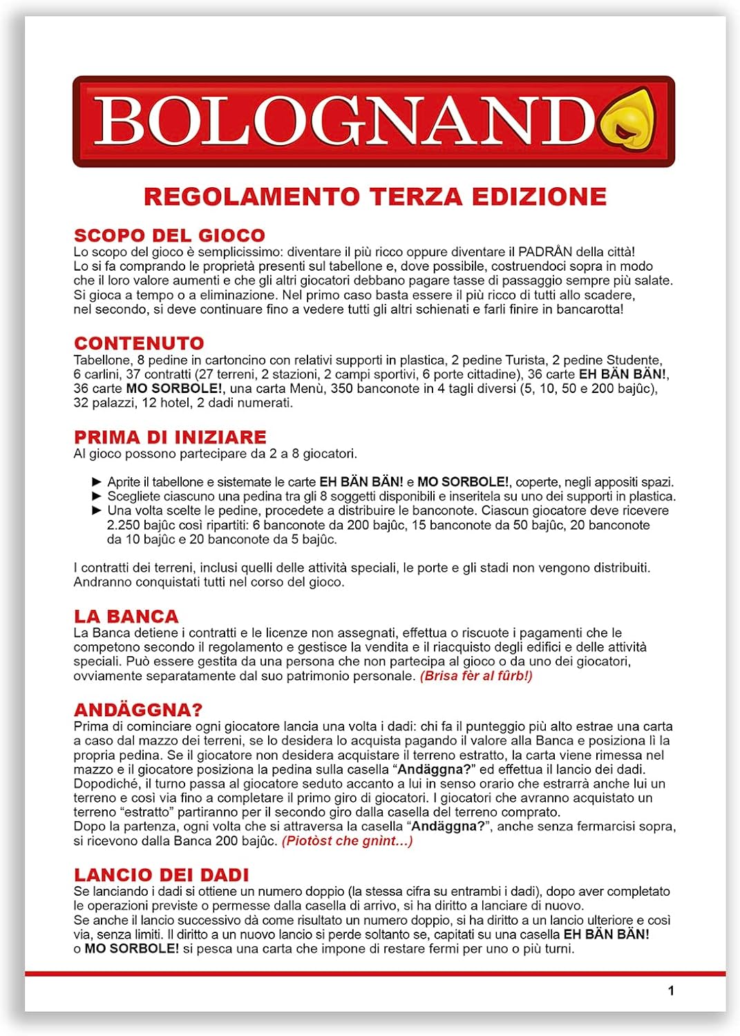 Bolognando the game of Bologna
