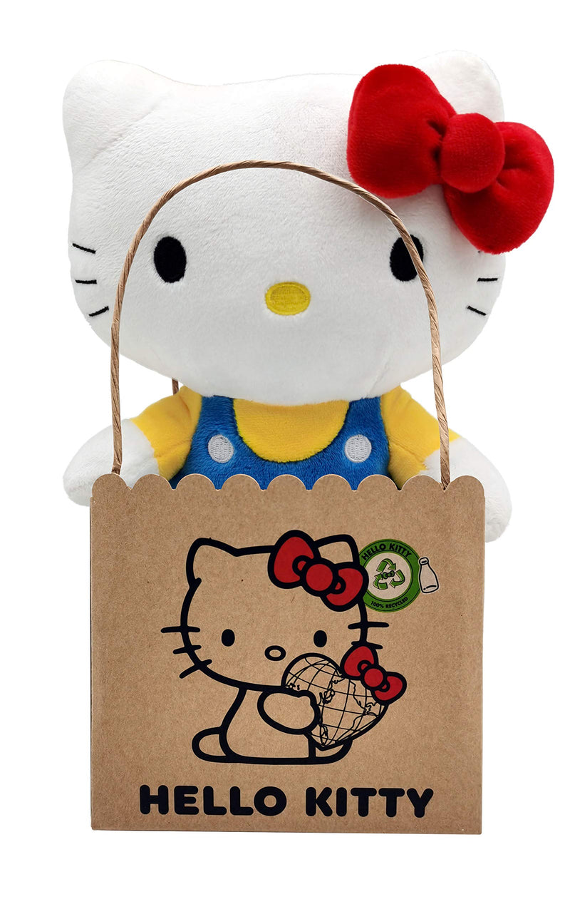 Joy Toy Hello Kitty Classic Eco Plush 24 cm in Reusable Cardboard Bag - The Plush is Made from 100% Recycled PET Bottles