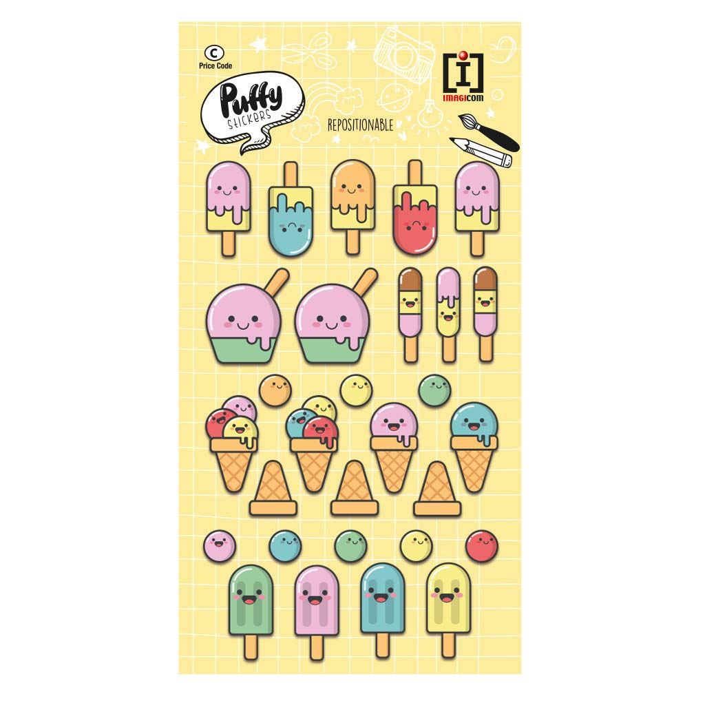 Imagicom Stickers 3D Ice Cream with Glitter