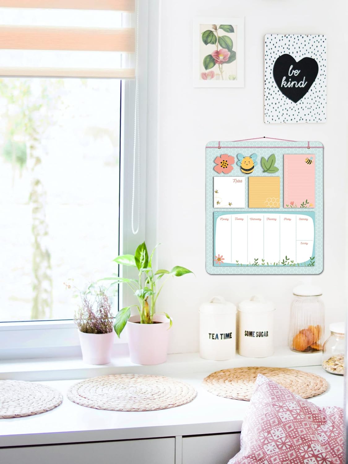 Planner Notepad with Magnetic Back Bands. 30x34 Cm, Bee Theme, Don't miss any reminders at home and office.