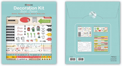 Decoration Kit for Bullet Journal and Planner Cooking Size 30x34 cm Stickers, Sticky Notes, Stencil.