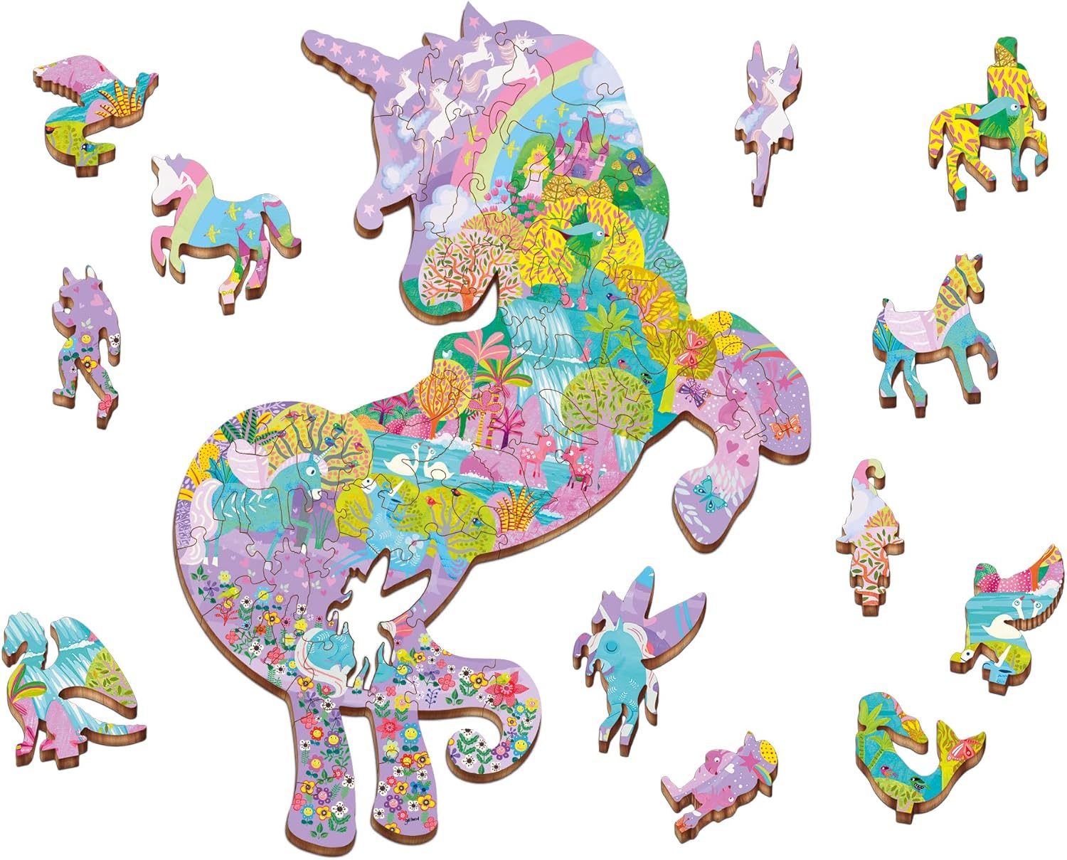Ludattica Puzzles: Woody Puzzel ENVIRONEMENT Superb 25x35cm, 48 pieces, 12 Figurines, Wood, 5+