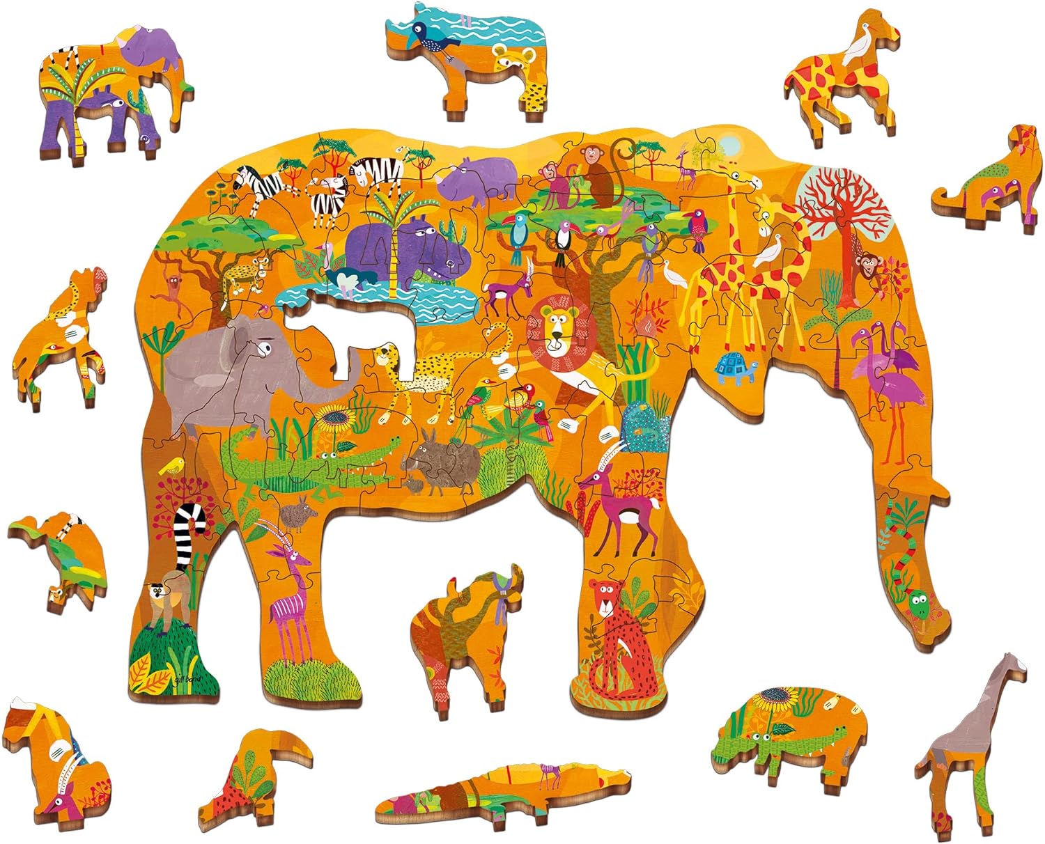 Ludattica- amaderado Madera Sabana Woody Puzzle 48pzas, Multicolor (XOT-LD21276