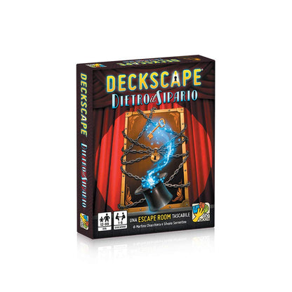DV Giochi - DVG5703 Deckscape-Behind the Curtain-A Pocket Escape Room - Italian Edition, Multicoloured