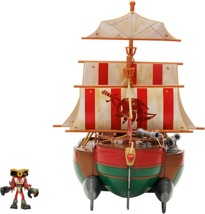 Sonic Prime Playset Angel's Voyage Pirate Ship Gift Set with Included 2.5" Knuckles Action Figure, As Seen In The Sonic Prime Series, Perfect Playset For Any Sonic Prime Fan Red