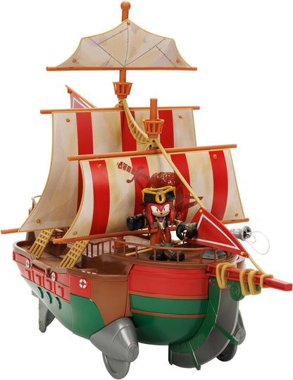Sonic Prime Playset Angel's Voyage Pirate Ship Gift Set with Included 2.5" Knuckles Action Figure, As Seen In The Sonic Prime Series, Perfect Playset For Any Sonic Prime Fan Red