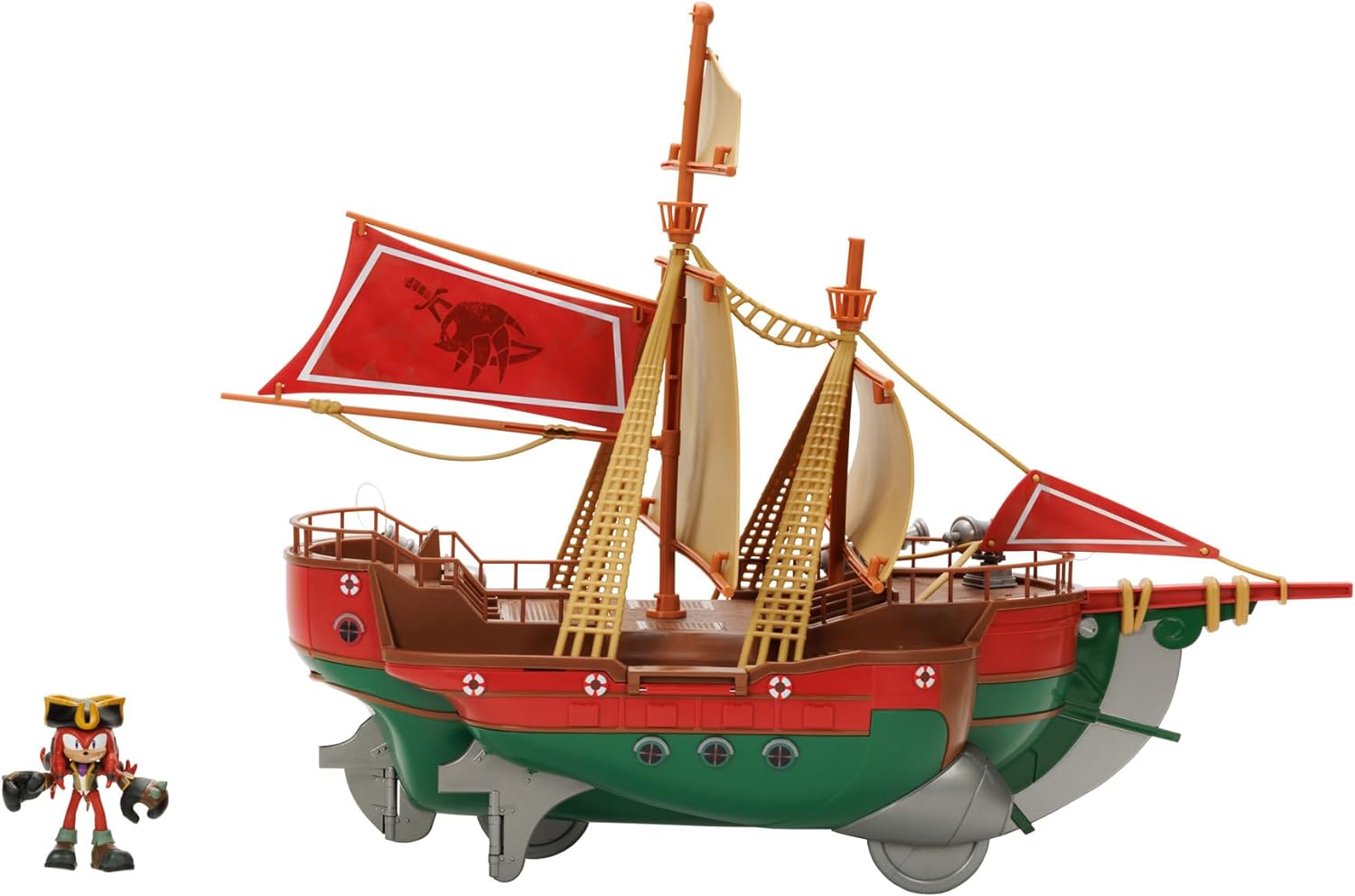 Sonic Prime Playset Angel's Voyage Pirate Ship Gift Set with Included 2.5" Knuckles Action Figure, As Seen In The Sonic Prime Series, Perfect Playset For Any Sonic Prime Fan Red