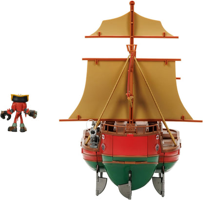 Sonic Prime Playset Angel's Voyage Pirate Ship Gift Set with Included 2.5" Knuckles Action Figure, As Seen In The Sonic Prime Series, Perfect Playset For Any Sonic Prime Fan Red