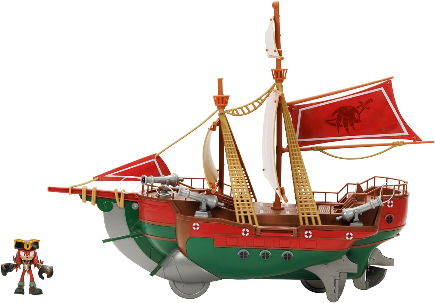 Sonic Prime Playset Angel's Voyage Pirate Ship Gift Set with Included 2.5" Knuckles Action Figure, As Seen In The Sonic Prime Series, Perfect Playset For Any Sonic Prime Fan Red