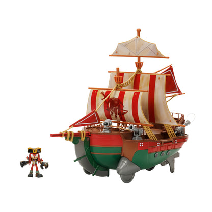 Sonic Prime Playset Angel's Voyage Pirate Ship Gift Set with Included 2.5" Knuckles Action Figure, As Seen In The Sonic Prime Series, Perfect Playset For Any Sonic Prime Fan Red