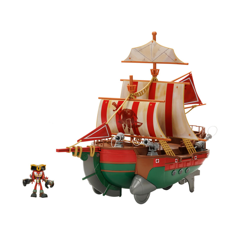 Sonic Prime Playset Angel's Voyage Pirate Ship Gift Set with Included 2.5" Knuckles Action Figure, As Seen In The Sonic Prime Series, Perfect Playset For Any Sonic Prime Fan Red