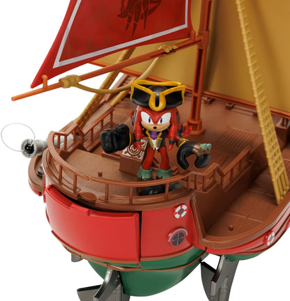 Sonic Prime Playset Angel's Voyage Pirate Ship Gift Set with Included 2.5" Knuckles Action Figure, As Seen In The Sonic Prime Series, Perfect Playset For Any Sonic Prime Fan Red