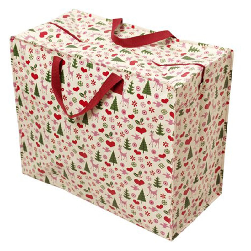 Christmas Large Storage Bag with Zip - Strong and Durable 55 x 48 x 28cm 70l - Retro Xmas Print