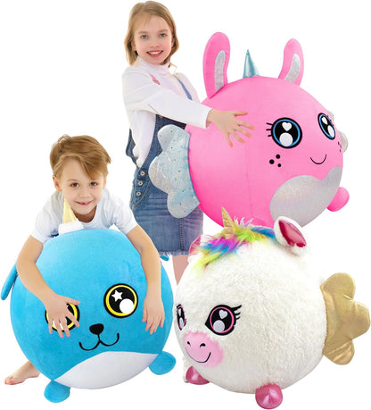 Biggies Unicorn - Opblaasbare mega knuffel - Superzacht en supergroot