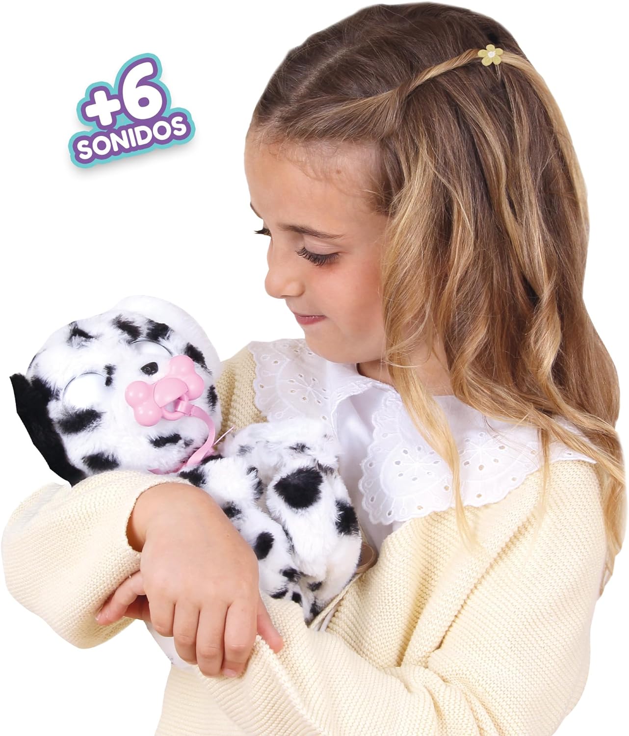 BABY PAWS Sleeping Puppies - Dalmatian An Interactive Plush, Which Makes Sounds, Opens and Closes Its Eyes, and Has A Bag To Take The Puppy Around with You - Gift for Girls and Boys +18 Months