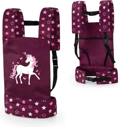 Bayer Design 62223AA Poppendrager EasyCarry, verstelbare bandjes, voor en achter draagbaar, rood, eenhoorn