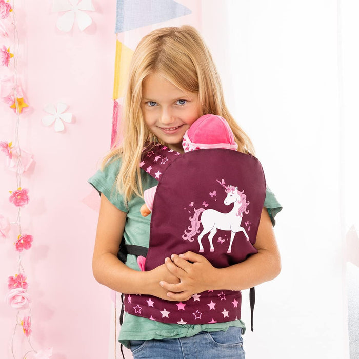 Bayer Design 62223AA Poppendrager EasyCarry, verstelbare bandjes, voor en achter draagbaar, rood, eenhoorn