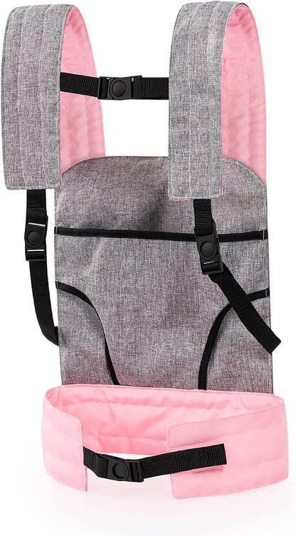 Bayer Design Design-62233AA Animaux 62233AA Porte bébé pour Poupon EasyCarry, Accessoires Poupées, Sac à Dos, réglable, Gris, Rose, Papillon, 46 x 33 cm