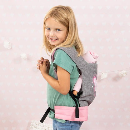 Bayer Design Design-62233AA Animaux 62233AA Porte bébé pour Poupon EasyCarry, Accessoires Poupées, Sac à Dos, réglable, Gris, Rose, Papillon, 46 x 33 cm