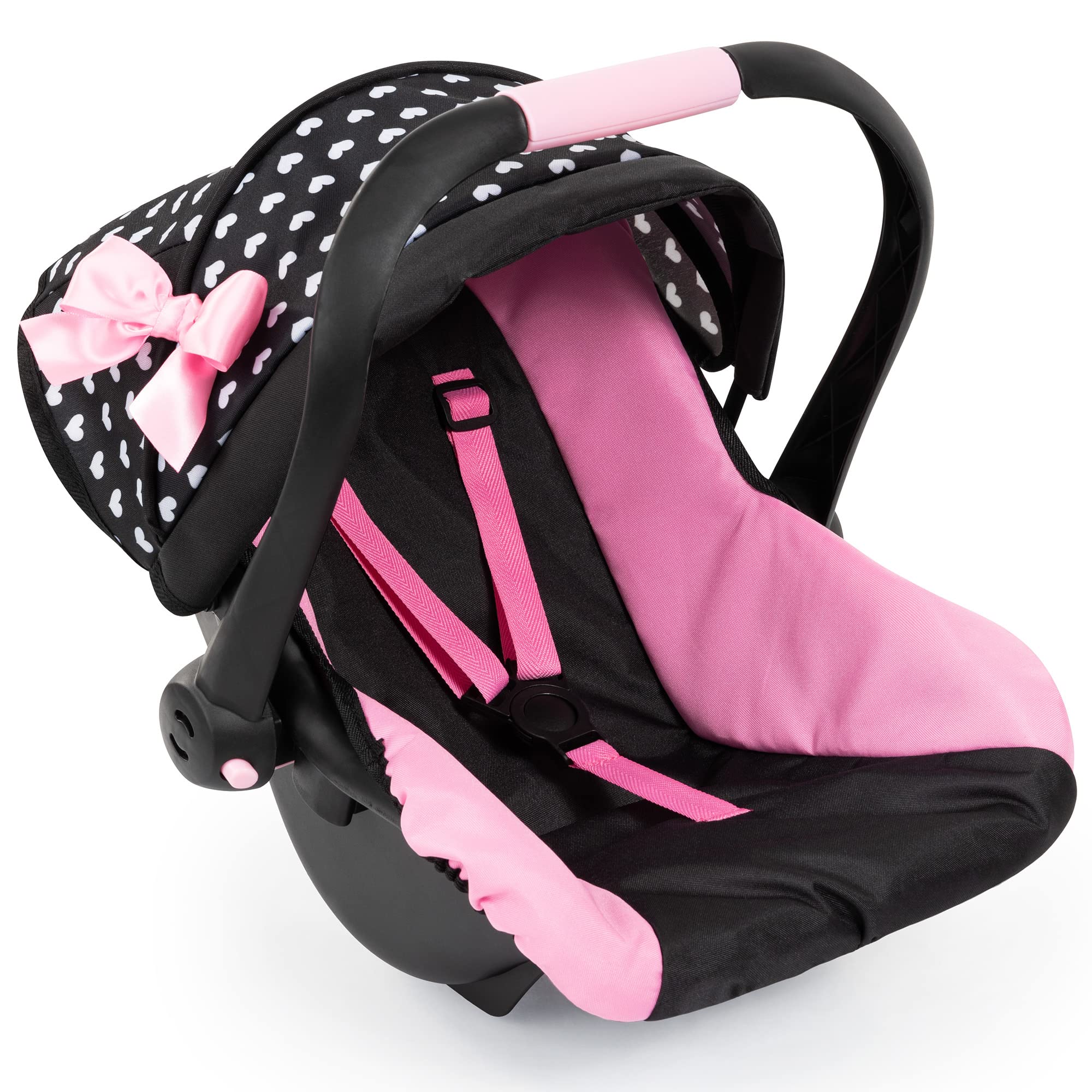 Bayer Design 67960AA Car Seat EasyGo, Sun Canopy, Attachable to Neo Vario Dolls pram, Black, Pink, White