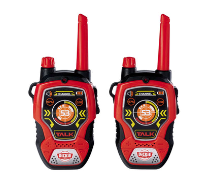 Dickie Toys - Walkie Talkie Fun, rood/zwart, 2 stuks, 16 cm, 2.4 GHz, bereik 100m, ruisonderdrukking, vanaf 3 jaar