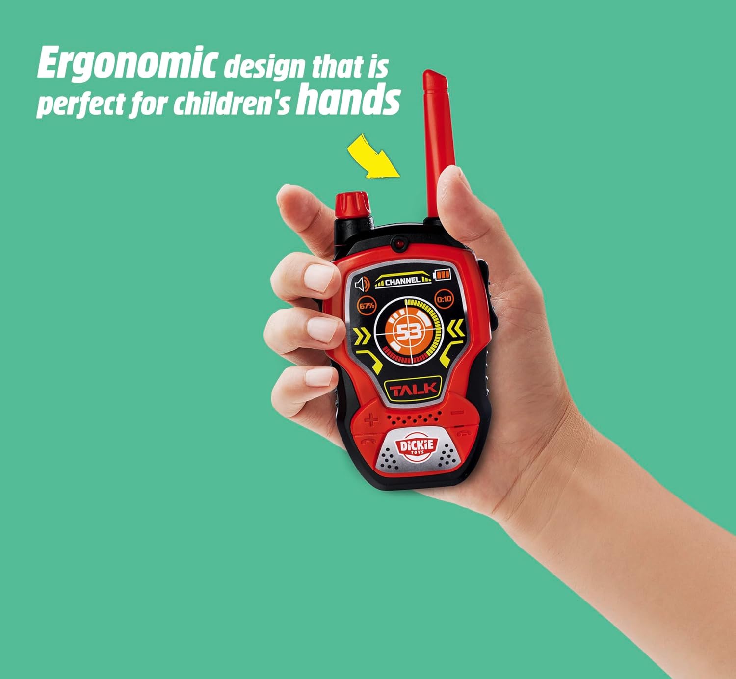 Dickie Toys - Walkie Talkie Fun, rood/zwart, 2 stuks, 16 cm, 2.4 GHz, bereik 100m, ruisonderdrukking, vanaf 3 jaar