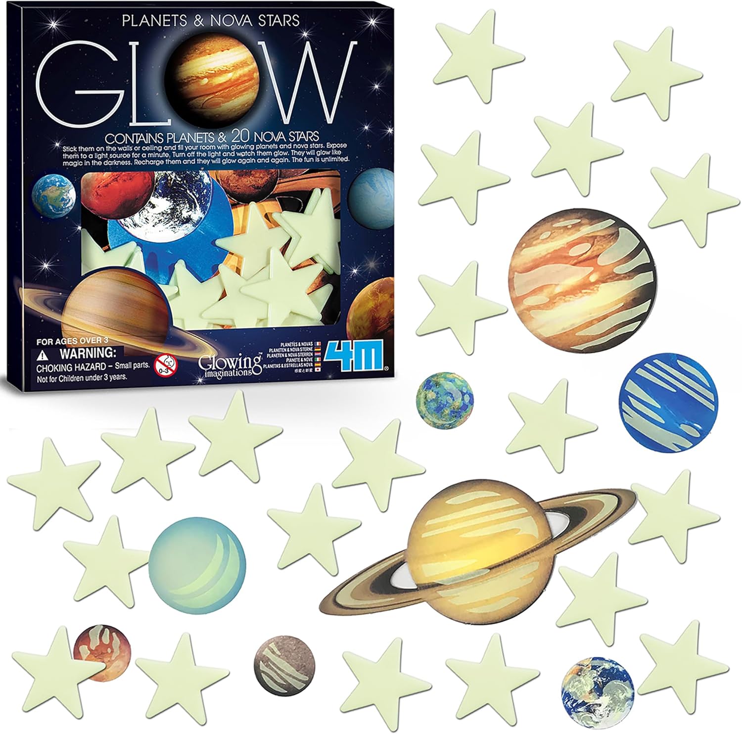 4M Glow in The Dark Planets and Nova Stars 20pcs 20pcs Dark Planets and Nova