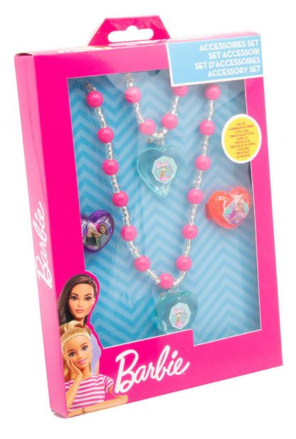 Joy Toy - Barbie jewellery set: bracelet, necklace, 2 rings in gift box 12 x 4 x 18 cm