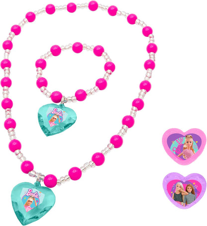 Joy Toy - Barbie jewellery set: bracelet, necklace, 2 rings in gift box 12 x 4 x 18 cm
