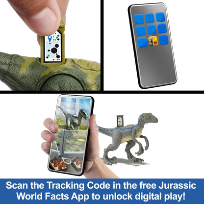 Mattel Jurassic World Dino Trackers Hunt 'n Chomp Tyrannosaurus Rex, T Rex Dinosaur Toy with Sound and Double Chomp Motion, Tracking Gear, Digital Play Options, Toys for Ages 4 and Up, HNT62