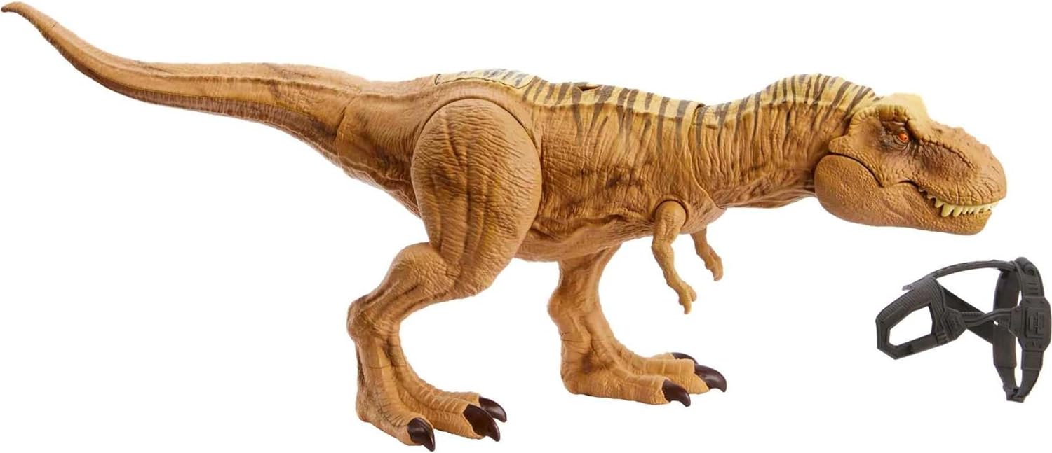 Mattel Jurassic World Dino Trackers Hunt 'n Chomp Tyrannosaurus Rex, T Rex Dinosaur Toy with Sound and Double Chomp Motion, Tracking Gear, Digital Play Options, Toys for Ages 4 and Up, HNT62