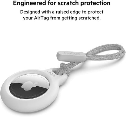 Belkin F8W974 AirTag Case with Strap (Secure Holder Protective Cover for Air Tag with Scratch Resistance Accessory) – White, Tag not included