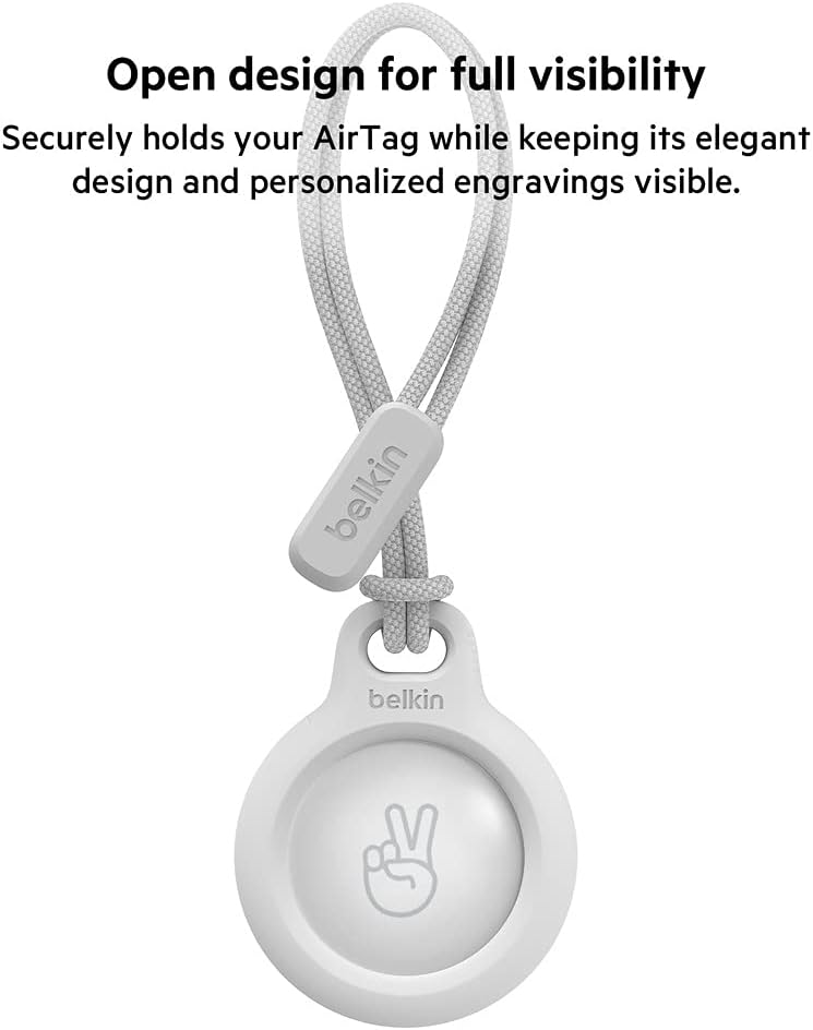 Belkin F8W974 AirTag Case with Strap (Secure Holder Protective Cover for Air Tag with Scratch Resistance Accessory) – White, Tag not included